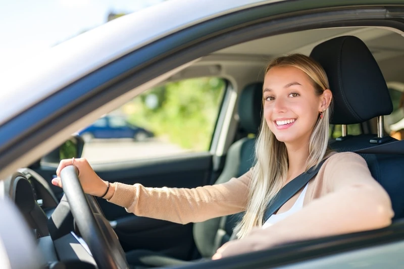 teen driver in car