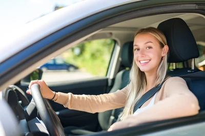 teen driver in car